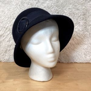 100% Wool, Vintage Styled Hat, Navy Blue